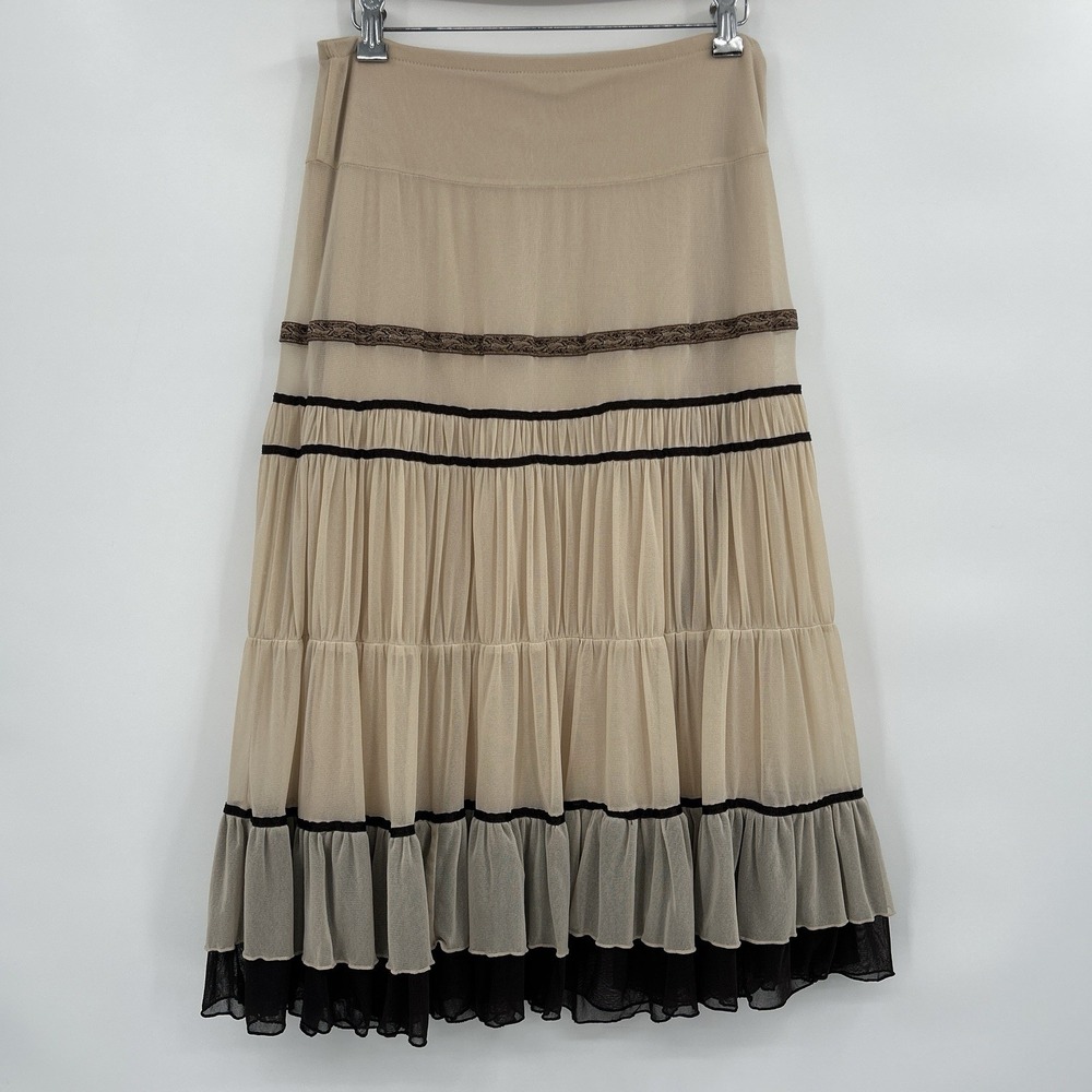 Vintage Y2K New York & Company Tiered Mesh Skirt XS Whimsigoth Fairy Grunge Boho
